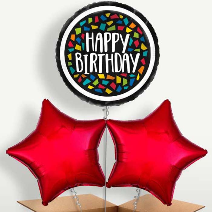 Mosaic Colourful Birthday Balloon Bunches | Small Indoor Plants
