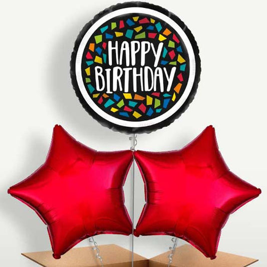 Mosaic Colourful Birthday Balloon Bunches | Small Indoor Plants