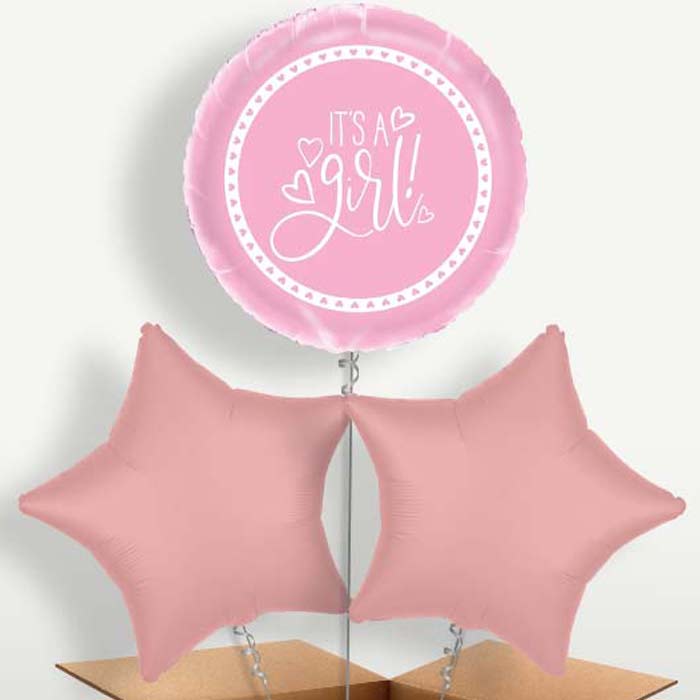 Pink Its a Baby Girl Balloon Bunch inflated with Helium | Small Indoor Plants