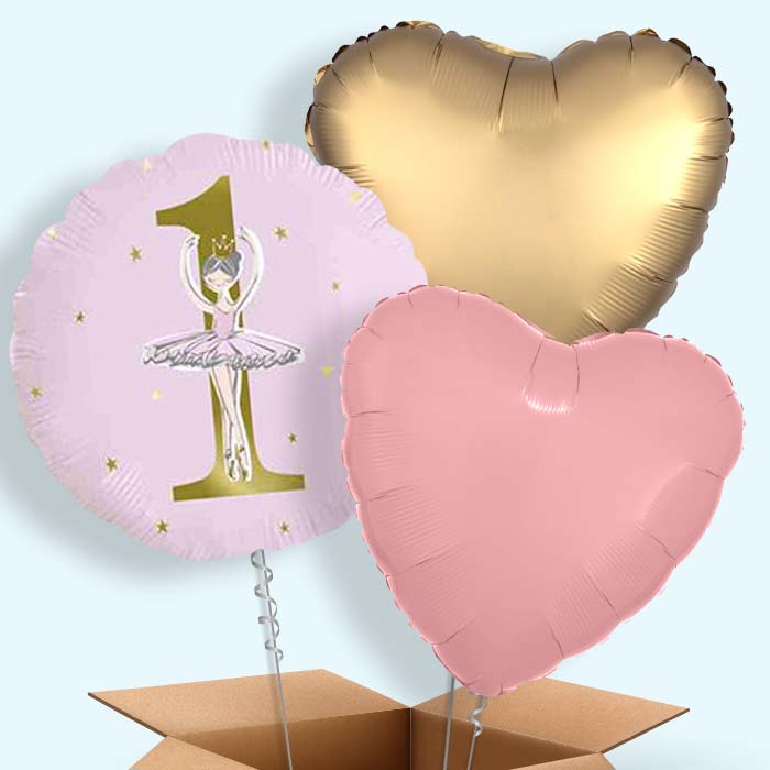 Ballerina 1st Birthday Balloon in a Box