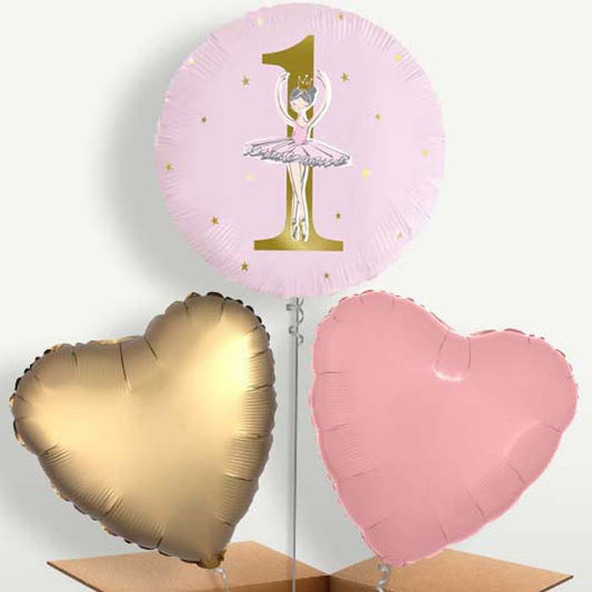 Ballerina 1st Birthday Bunch of Balloons inflated with Helium | Small Indoor Plants
