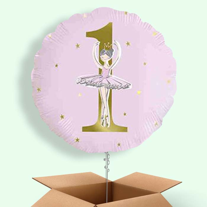 Ballerina 1st Birthday Balloon in a Box