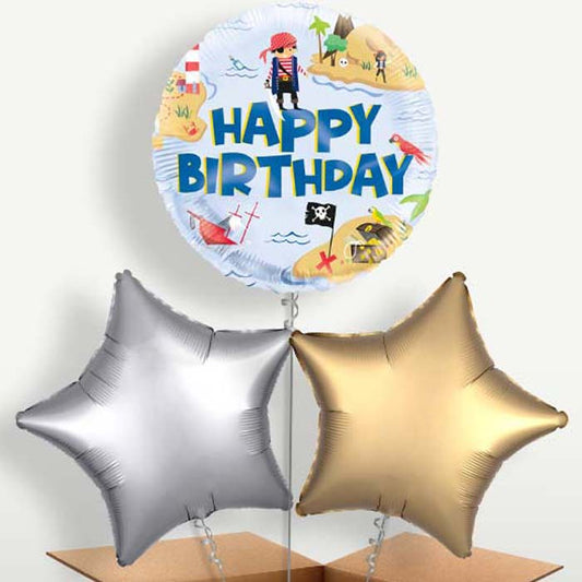 Ahoy Pirate Round Bunch of Balloons inflated with Helium | Small Indoor Plants