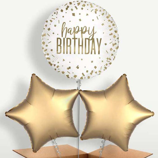 Confetti Gold Happy Birthday Bunch of Balloons | Small Indoor Plants