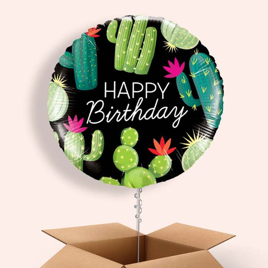 Black Cactus Happy Birthday Balloon in a Box