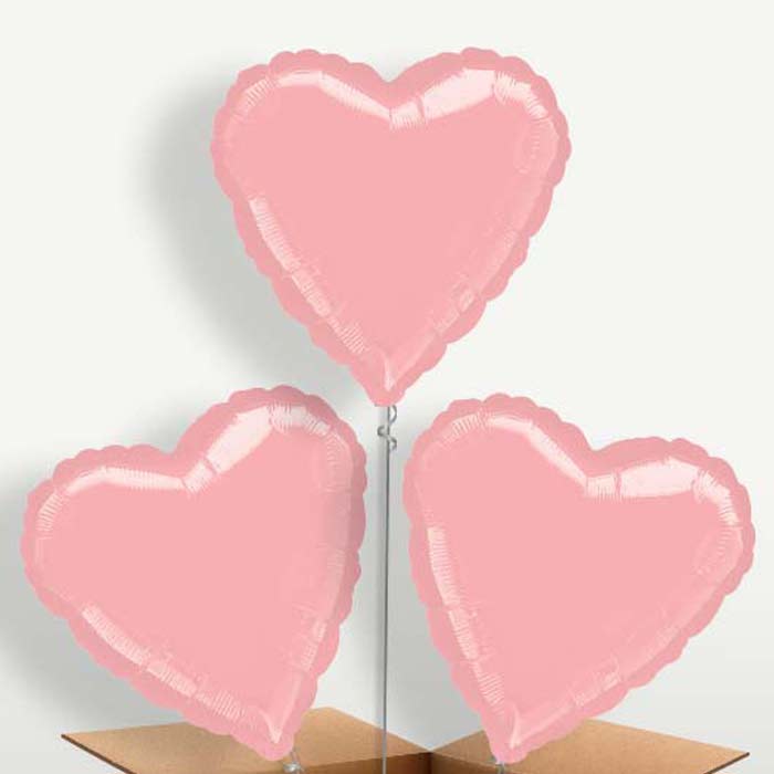 Pastel Pink Metallic Heart Balloon Bunch | Small Indoor Plants