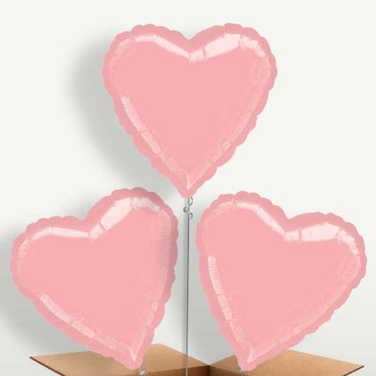 Pastel Pink Metallic Heart Balloon Bunch | Small Indoor Plants