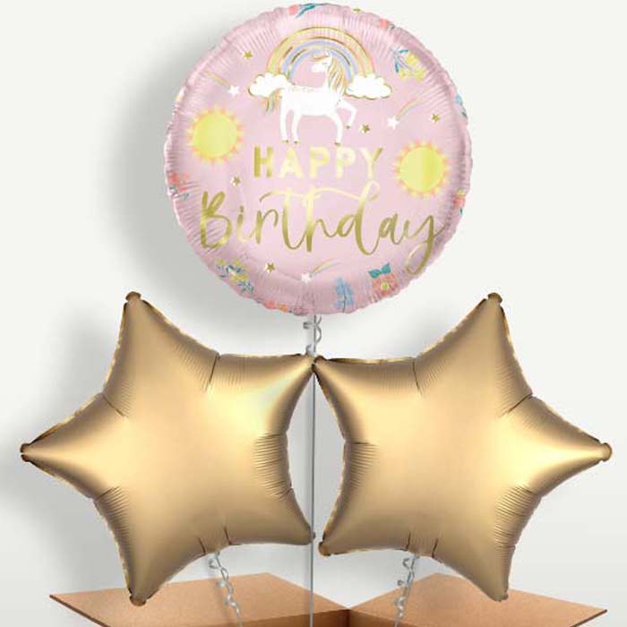 Dainty Unicorn Happy Birthday Bunch of Balloons | Small Indoor Plants