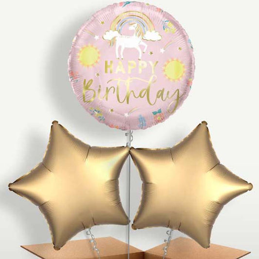 Dainty Unicorn Happy Birthday Bunch of Balloons | Small Indoor Plants