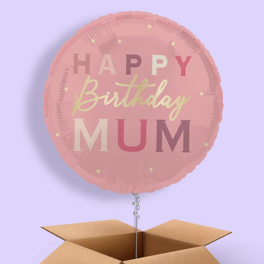 Pink and Gold Happy Birthday Mum Foil Balloon in a Box