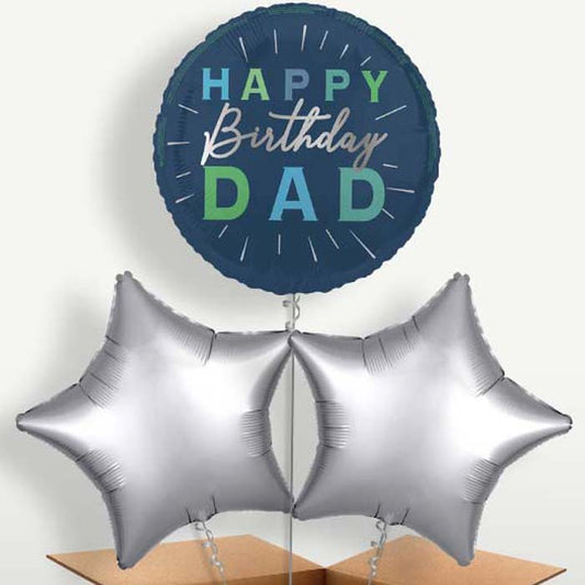 Navy Blue Happy Birthday Dad Balloon Bunch | Small Indoor Plants