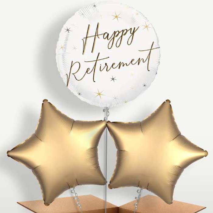 White & Black Happy Retirement Helium Bunch of Balloons | Small Indoor Plants