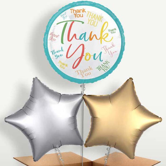 Colourful Thank You Bunch of Balloons inflated with Helium | Small Indoor Plants