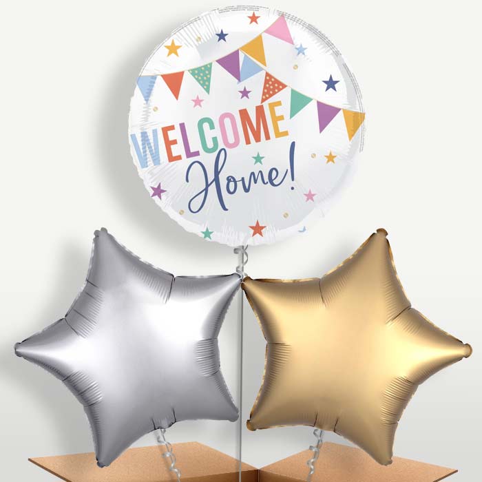 Welcome Home Bunting Bunch of Balloons inflated with Helium | Small Indoor Plants