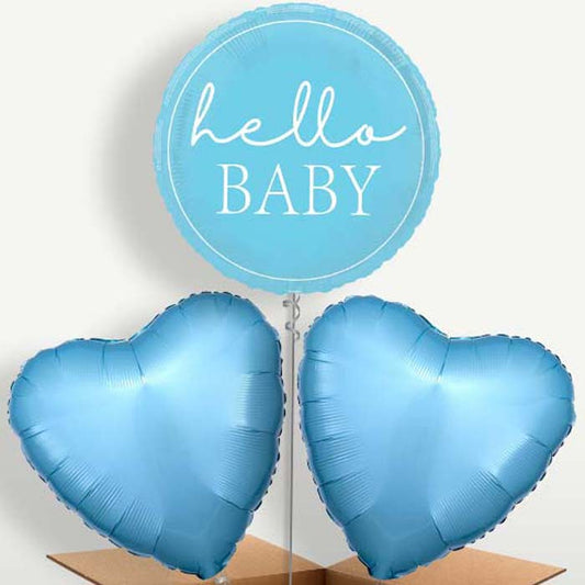 Blue Hello Baby Bunch of Balloons inflated with Helium | Small Indoor Plants