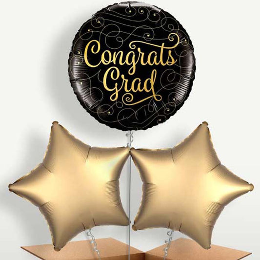 Black & Gold Graduation Bunch of Balloons | Small Indoor Plants