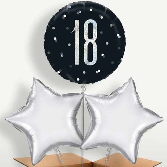 Black & Silver 18th Birthday Balloon Bunch | Small Indoor Plants