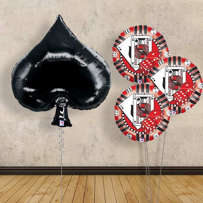 Casino Black Spade Balloon Bouquet Delivered - Themed Bouquet | Small Indoor Plants