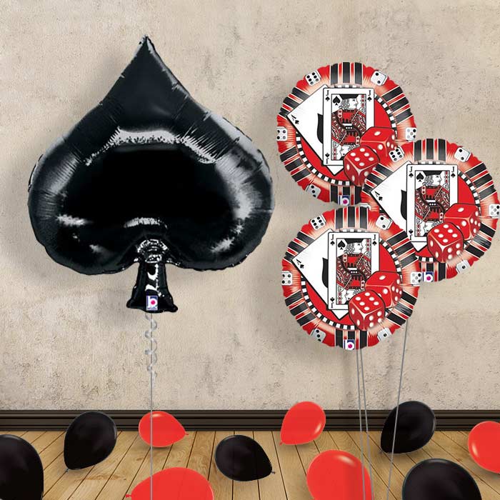 Casino Black Spade Balloon Bouquet Delivered - Themed Bouquet and Latex | Small Indoor Plants