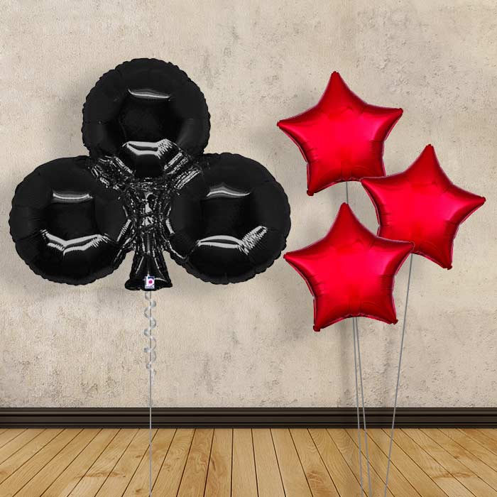 Giant Black Club Casino Balloon Bouquet Delivered - Plain Bouquet | Small Indoor Plants