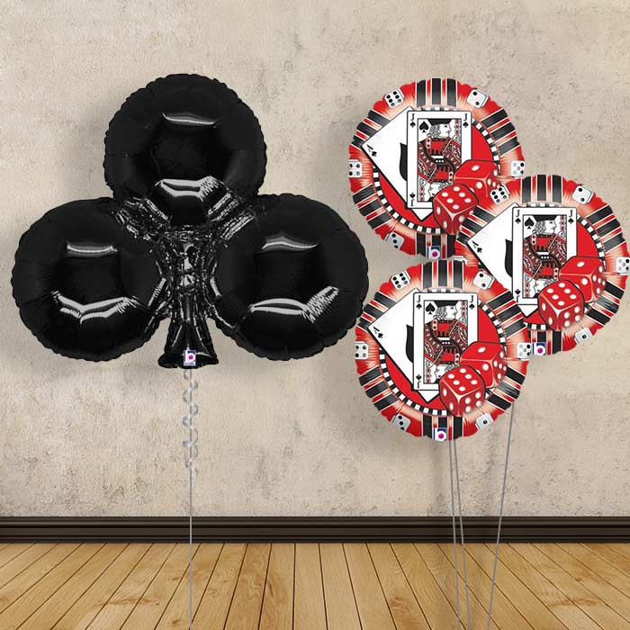 Giant Black Club Casino Balloon Bouquet Delivered - Themed Bouquet | Small Indoor Plants