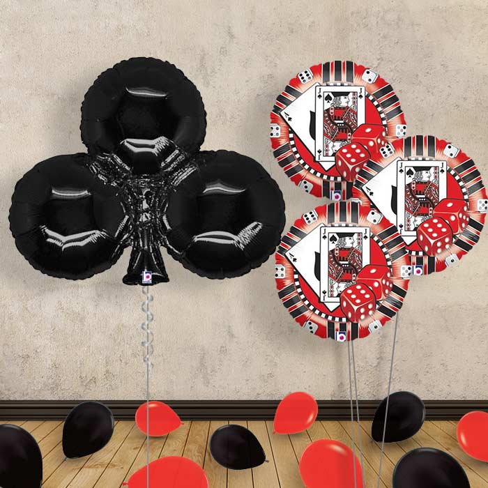 Giant Black Club Casino Balloon Bouquet Delivered - Themed Bouquet and Latex | Small Indoor Plants