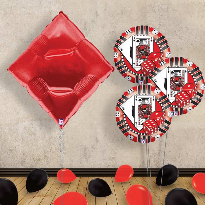 Red Diamond Inflated Helium Balloons Delivered - Themed Bouquet and Latex | Small Indoor Plants
