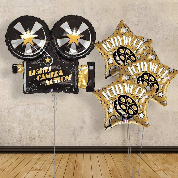 Hollywood Balloon Bouquet Delivered in a Box - Themed Bouquet | Small Indoor Plants