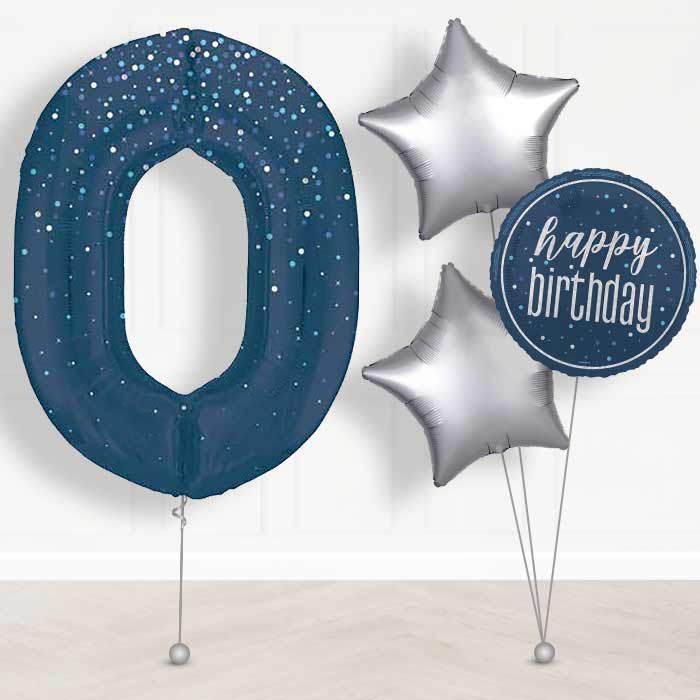 Navy Blue Dots Number 0 Balloon in a Box