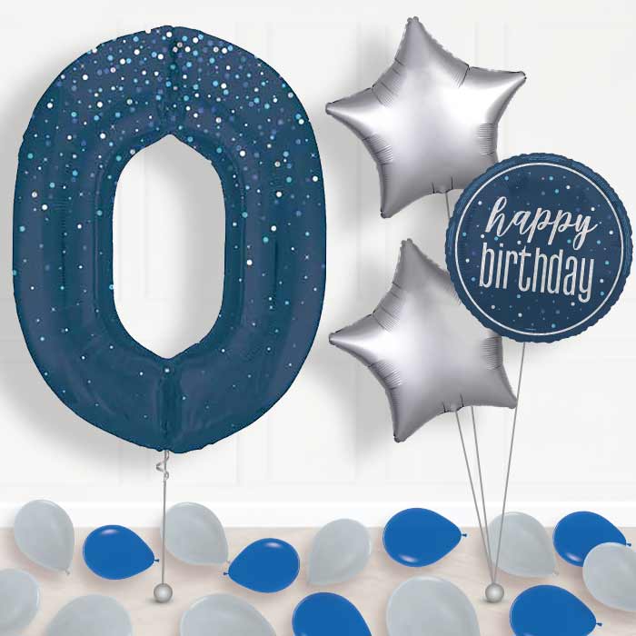 Navy Blue Dots Number 0 Balloon in a Box