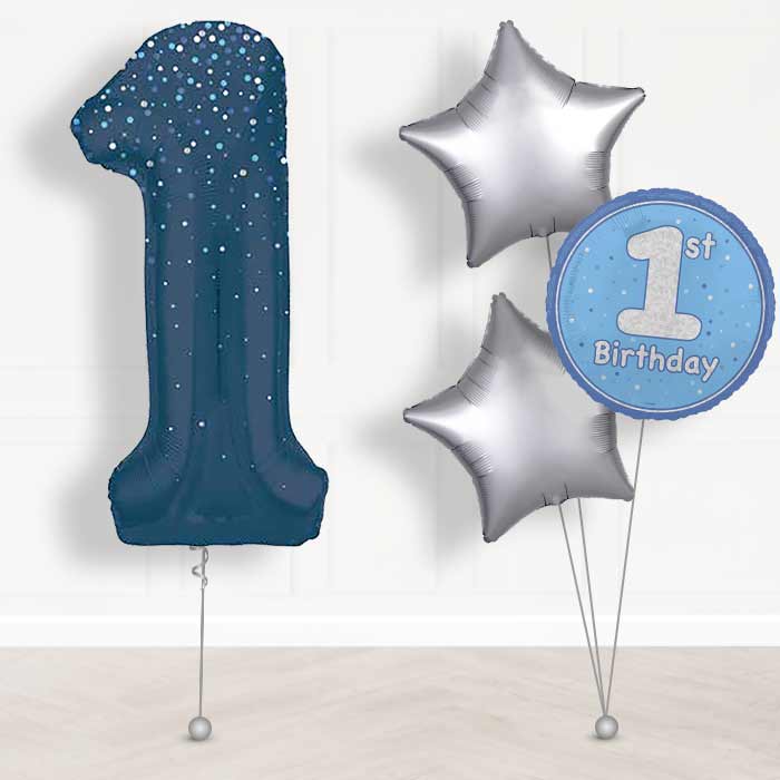 Navy Blue Dots Number 1 Balloon in a Box