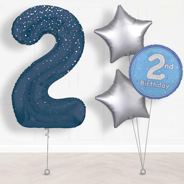 Navy Blue Dots Number 2 Balloon in a Box