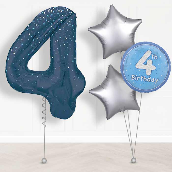 Navy Blue Dots Number 4 Balloon in a Box