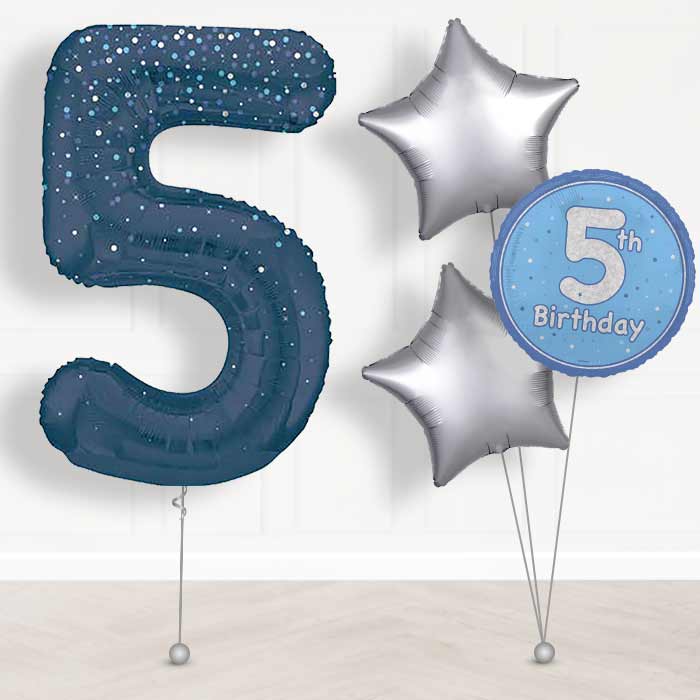 Navy Blue Dots Number 5 Balloon in a Box