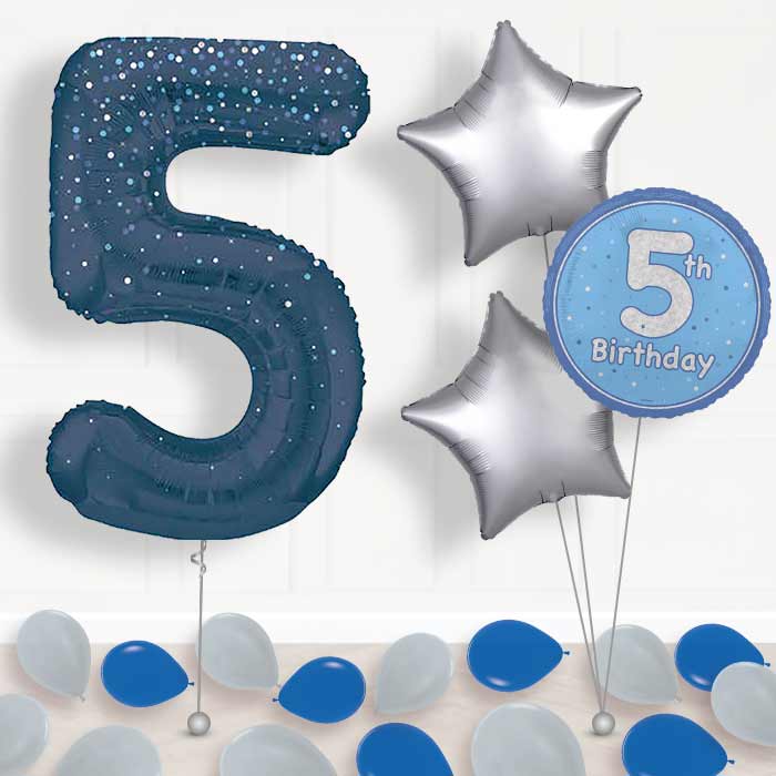 Navy Blue Dots Number 5 Balloon in a Box