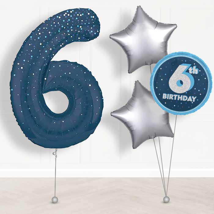 Navy Blue Dots Number 6 Balloon in a Box