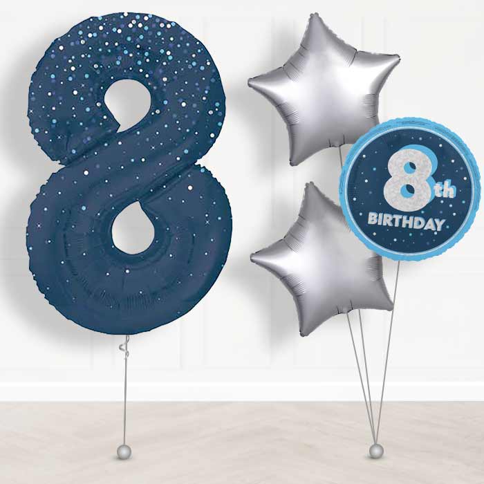 Navy Blue Dots Number 8 Balloon in a Box