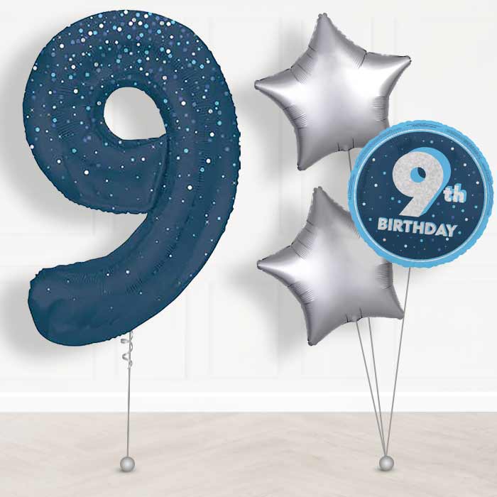 Navy Blue Dots Number 9 Balloon in a Box