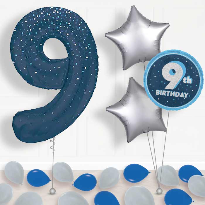 Navy Blue Dots Number 9 Balloon in a Box