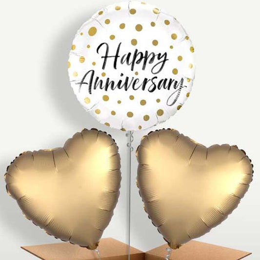 Happy Anniversary Gold Dots Balloons in a Bunch | Small Indoor Plants