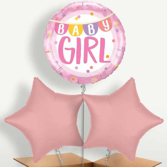 Baby Girl New Baby Bunch of Balloons inflated with Helium | Small Indoor Plants