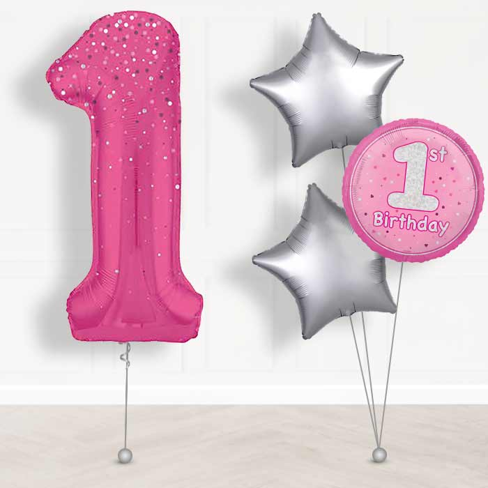 Hot Pink Dots Number 1 Balloon in a Box