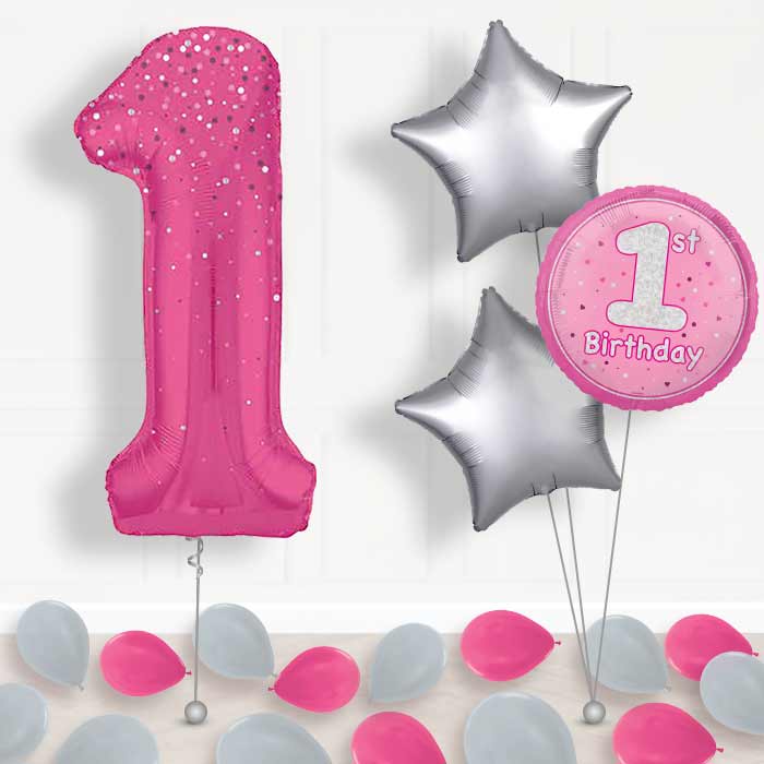 Hot Pink Dots Number 1 Balloon in a Box