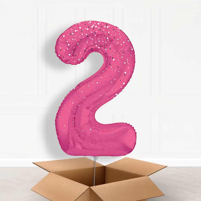 Hot Pink Dots Number 2 Balloon in a Box