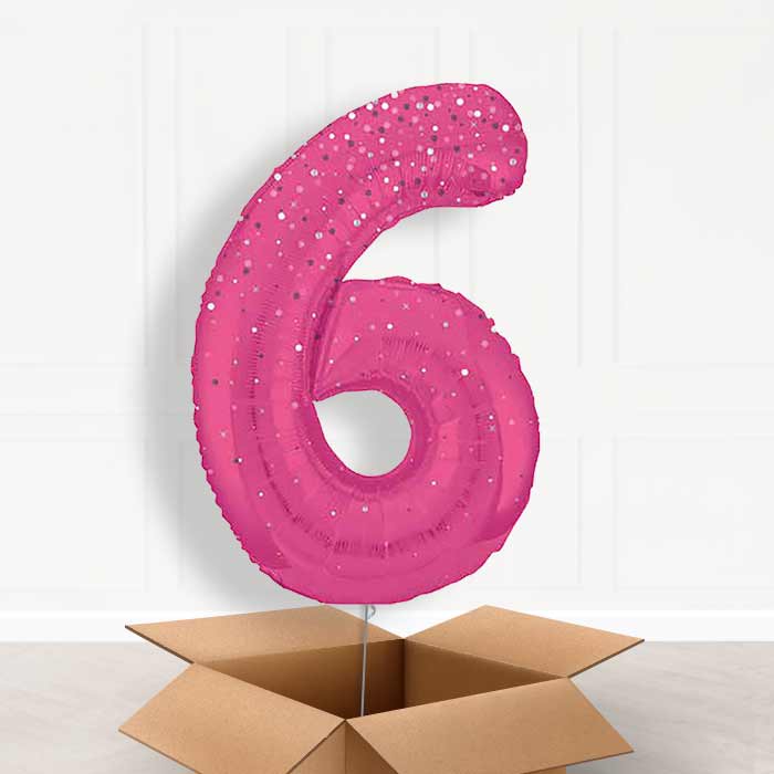 Hot Pink Dots Number 6 Balloon in a Box