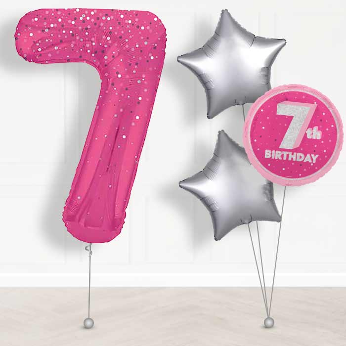 Hot Pink Dots Number 7 Balloon in a Box