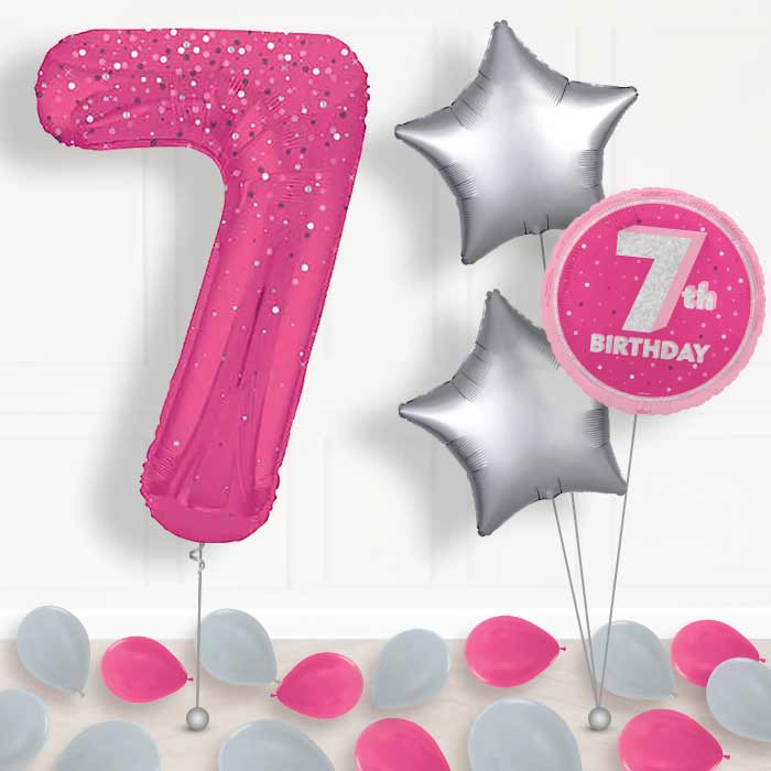 Hot Pink Dots Number 7 Balloon in a Box