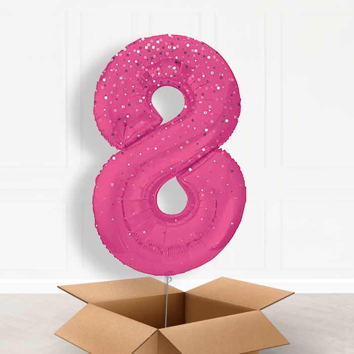 Hot Pink Dots Number 8 Balloon in a Box