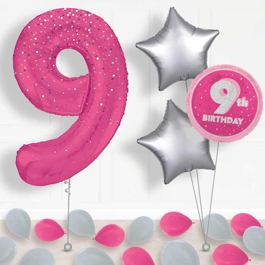 Hot Pink Dots Number 9 Balloon in a Box