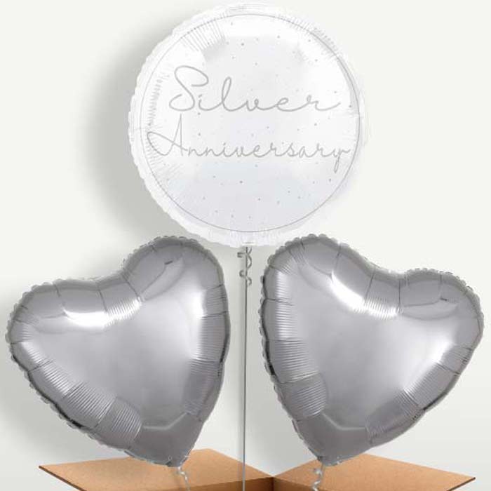 Silver Anniversary Helium Bunch of Balloons | Small Indoor Plants